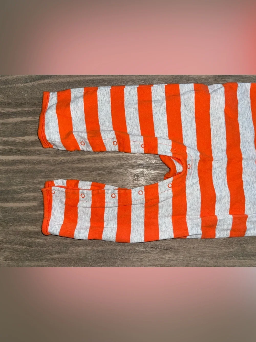 Old Navy Orange & Gray Striped Halloween Pumpkin One-Piece